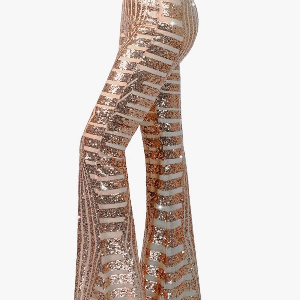 Sequin Flare Pants - Gold